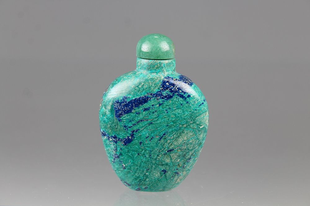 Appraisal: Chinese Carved Azurite-Malachite Snuff Bottle Chinese Carved Azurite-Malachite Stone Snuff