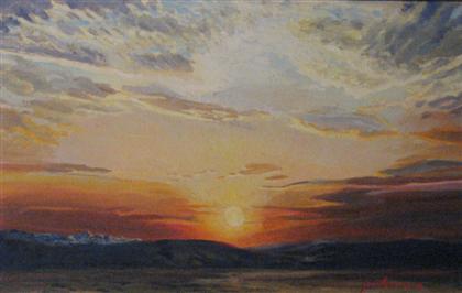 Appraisal: JOE ARNOLD american b SUNRISE IN THE ROCKIES Signed bottom