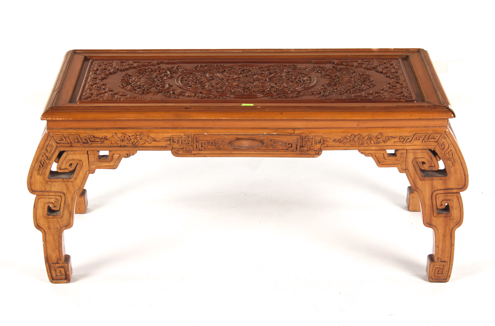 Appraisal: Panamanian carved hardwood coffee table mid- th century Chinese style