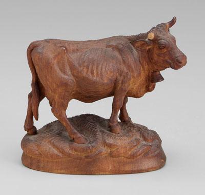 Appraisal: Well-carved standing cow with bell finely detailed surface probably Continental