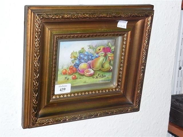 Appraisal: A RECTANGULAR PORCELAIN PLAQUE painted with fruit by Walter Blood