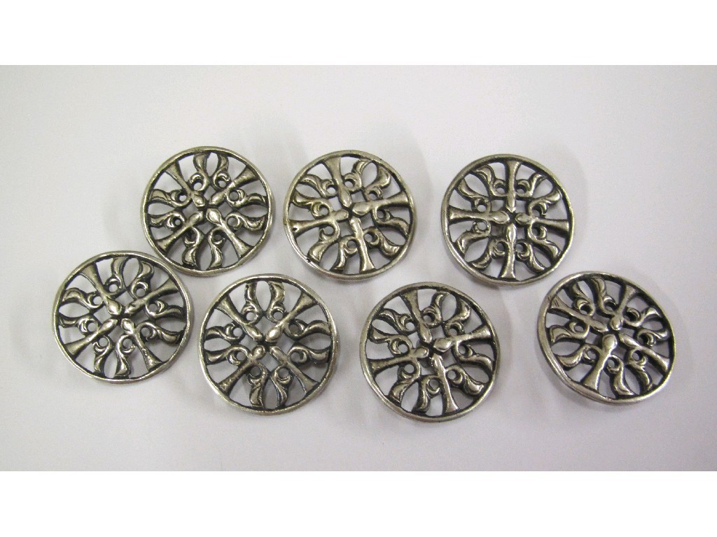 Appraisal: Alexander Ritchie set of seven silver buttons of openwork basic