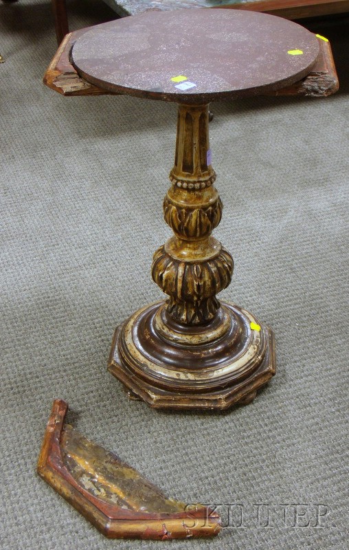 Appraisal: Italian Neoclassical-style Marble-top Painted Carved Wood Columnar Pedestal-base Stand