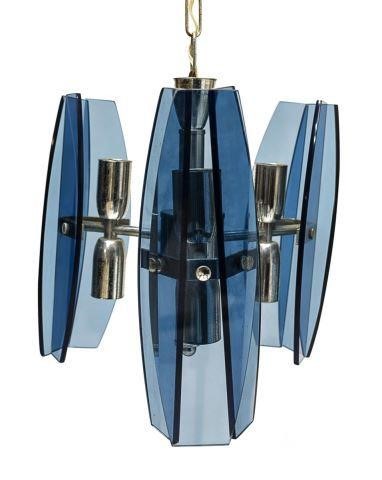 Appraisal: Italian modern six-light chandelier c s having three architectural blue