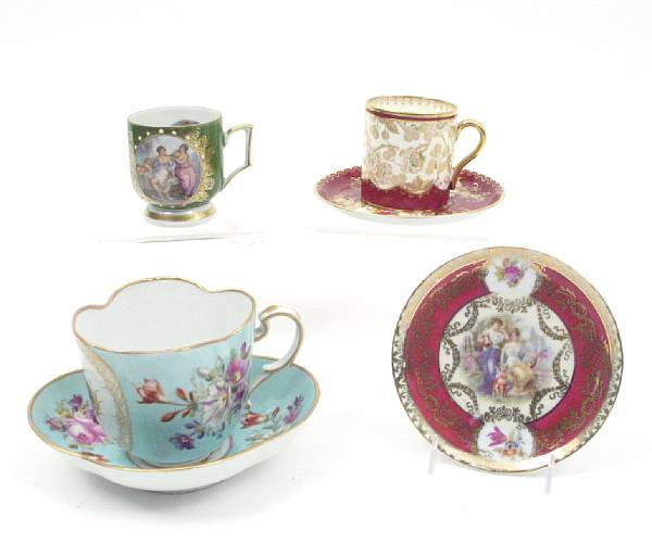 Appraisal: A group of Continental porcelain cabinet cups and saucers comprising