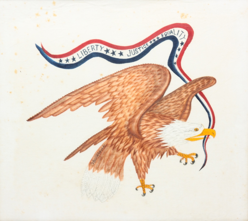 Appraisal: EAGLE THEOREM BY WILLIAM RANK Pennsylvania - Oil on velvet