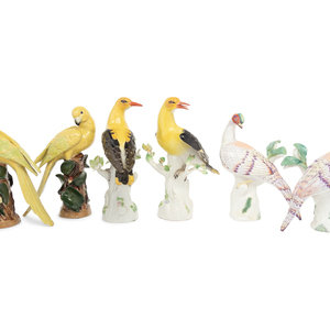 Appraisal: A Set of Six Continental Porcelain Bird Figures comprising two