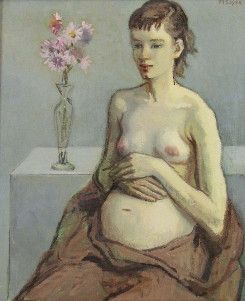 Appraisal: SOYER Moses Oil on Linen 'Jeanne Pregnant Signed upper right