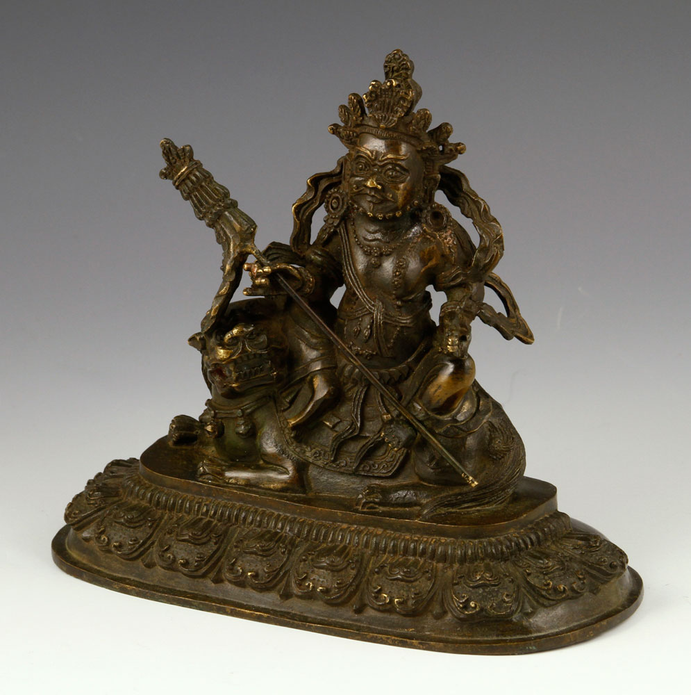 Appraisal: - Chinese Buddha Figure Bronze Chinese Buddha figure bronze wielding