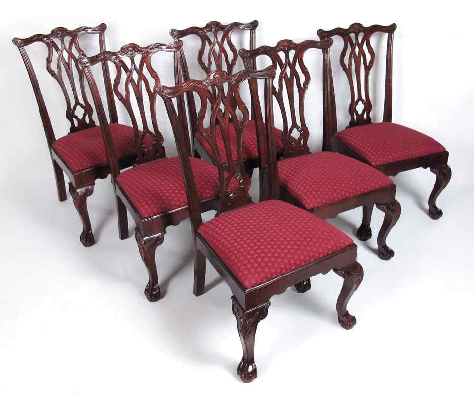 Appraisal: SET OF CENTURY FURNITURE CHIPPENDALE STYLE DINING CHAIRS Ball and