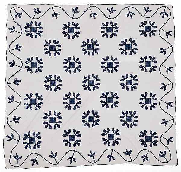 Appraisal: Floral appliqu quilt th c with a vine border x