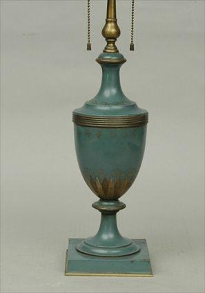 Appraisal: Blue-Painted Urn-Form Lamp