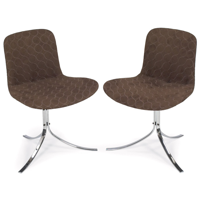 Appraisal: Poul Kjaerholm PK chairs pair polished steel frames with three