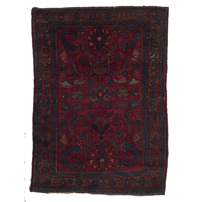 Appraisal: Persian Lilihan rug c stylized floral design on a red