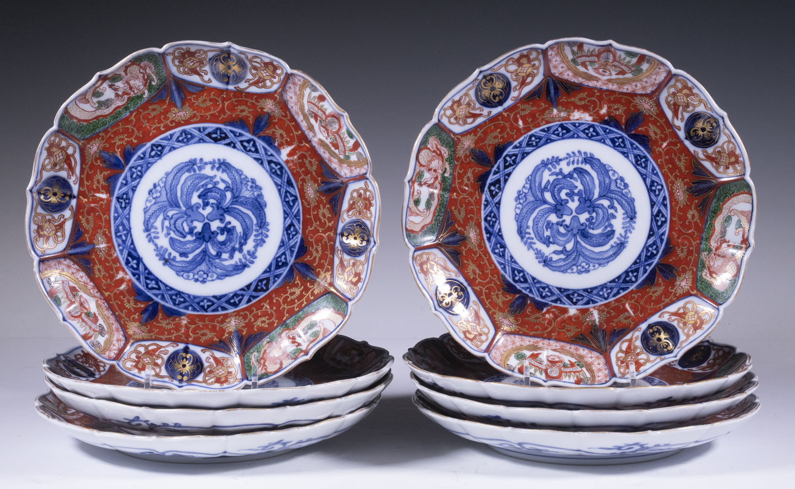 Appraisal: SET OF JAPANESE IMARI PLATES Piece Set of Japanese Porcelain