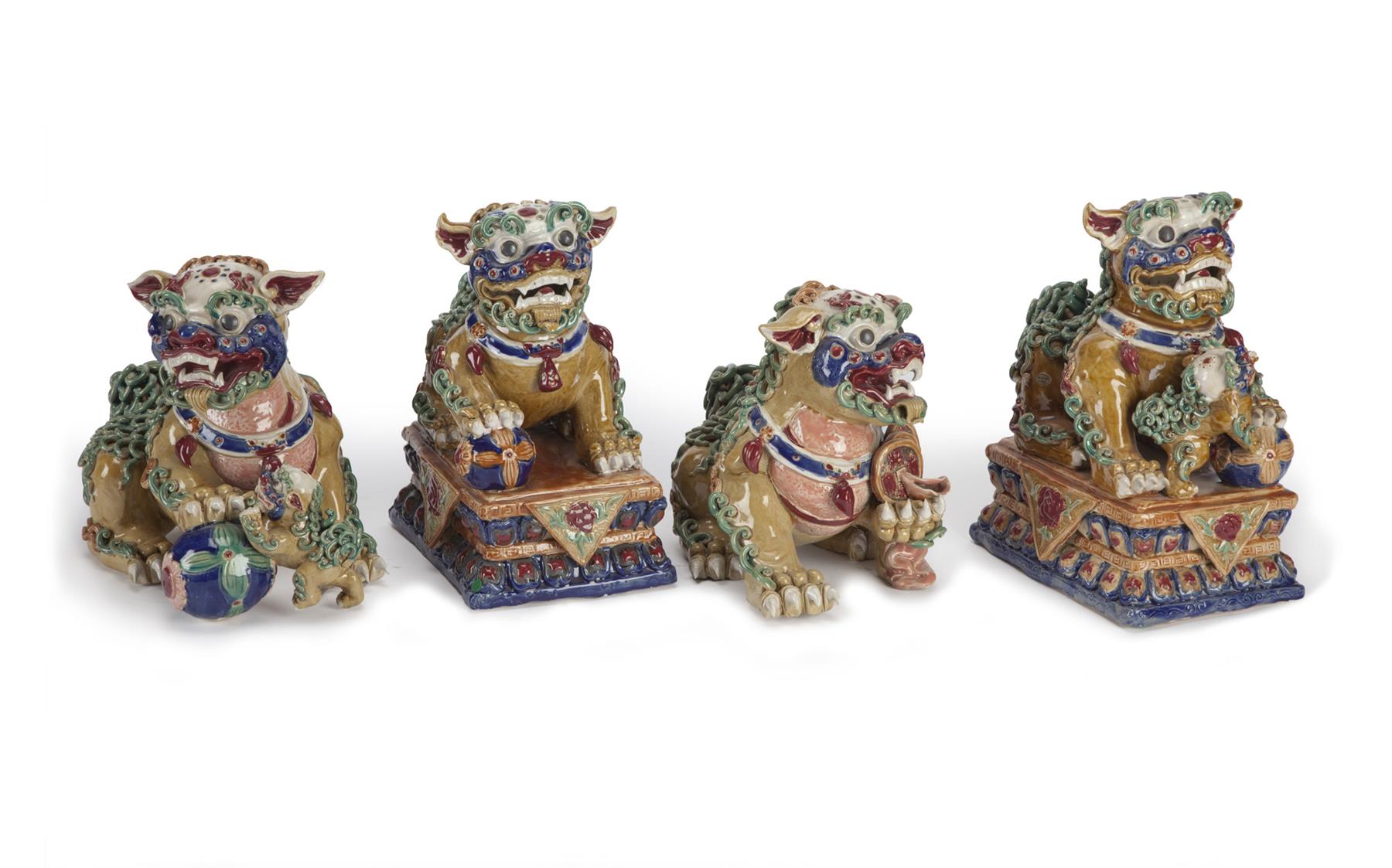 Appraisal: FOUR CHINESE CERAMIC FOO DOGS Second half- th century Two