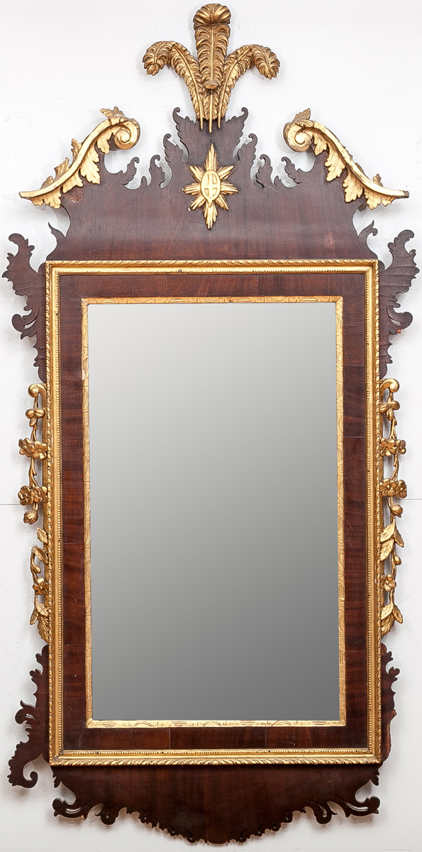 Appraisal: Chippendale Style Mahogany and Parcel-Gilt Mirror ft in x in