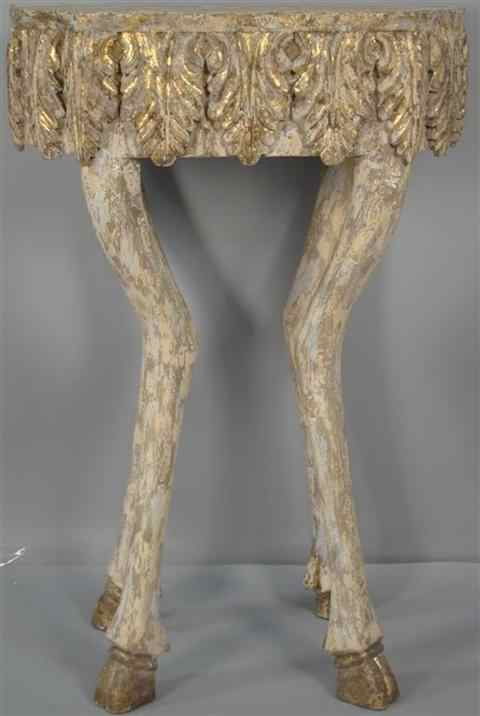 Appraisal: REGENCY STYLE PARCEL GILT STAG LEG SIDE TABLE WITH WHIMSICAL