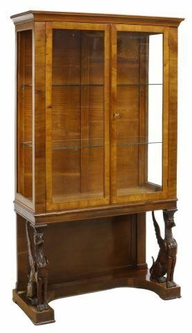 Appraisal: Continental Empire style mahogany display cabinet early th c cornice