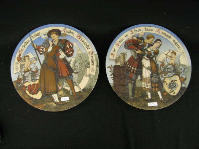 Appraisal: Pair of Mettlach Art Pottery Chargers one depicting knight trying