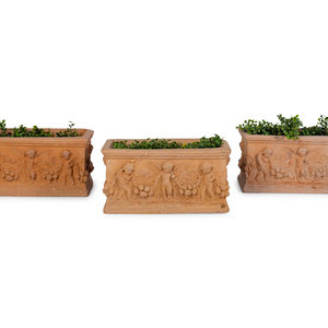 Appraisal: A Group of Three Terracotta Planters Height of each x