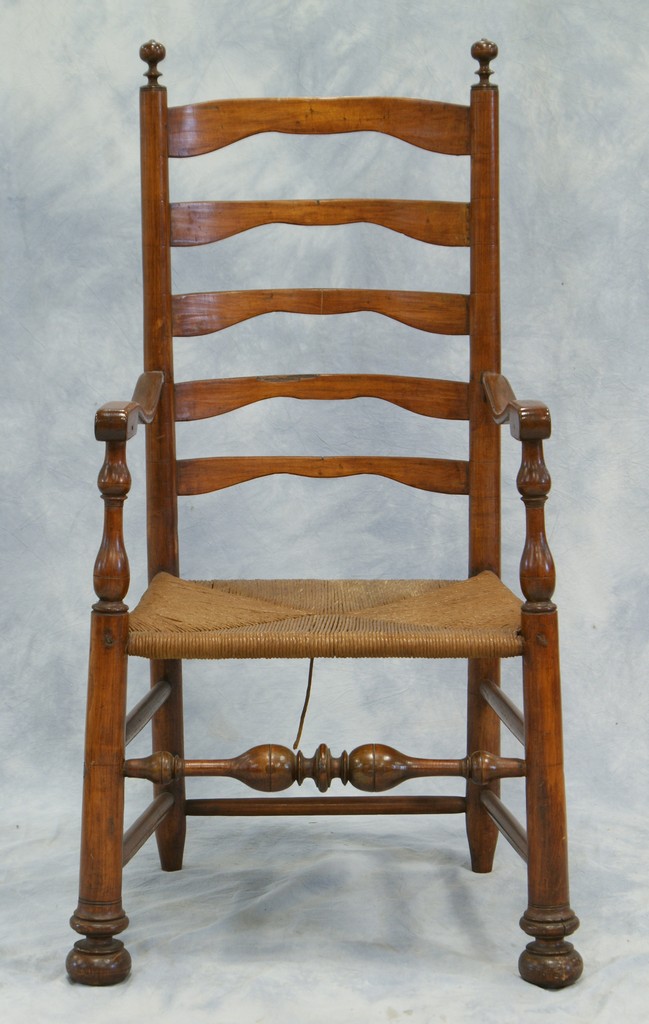 Appraisal: slat ladder-back armchair with bulbous front stretcher high