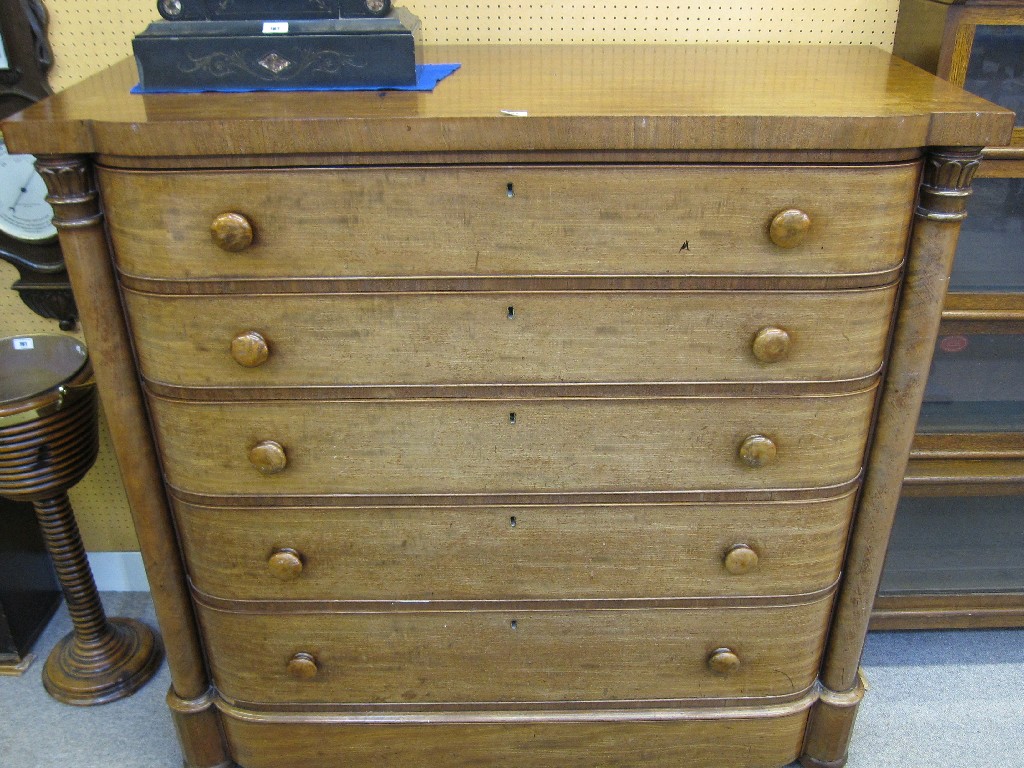 Appraisal: Regency mahogany D-front and column five drawer chest