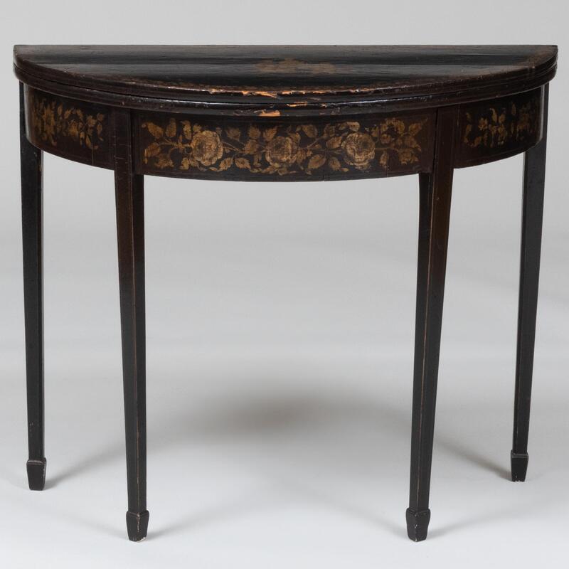 Appraisal: George III Black Painted and Chinoiserie Decorated Card Table x