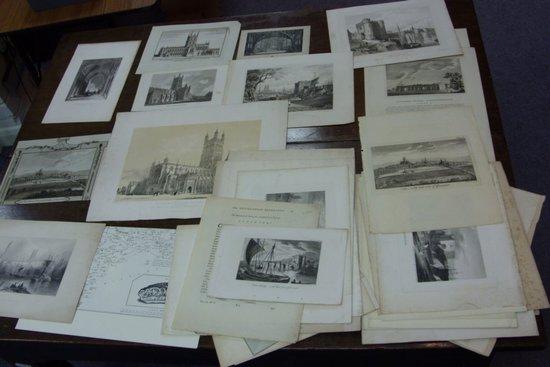 Appraisal: Hawkins G S W View of Gloucester Cathedraland sundry engravings