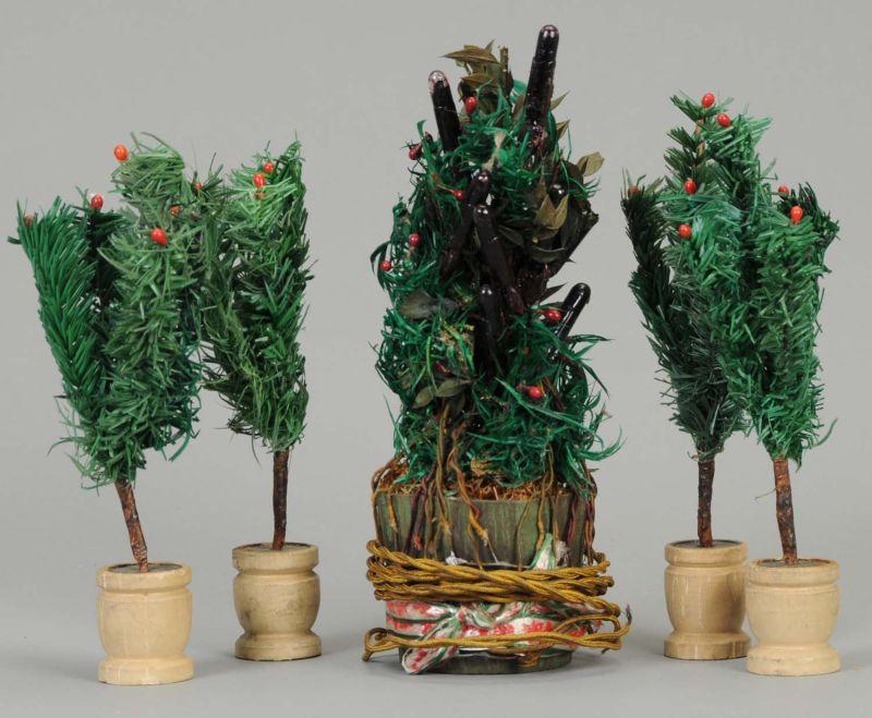 Appraisal: Five Small Feather Trees Germany early th century four matching