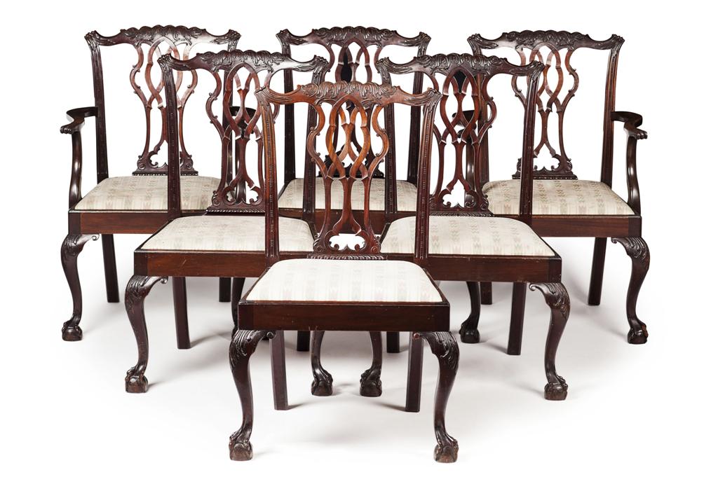 Appraisal: SET OF SIX GEORGE III STYLE MAHOGANY DINING CHAIRS EARLY