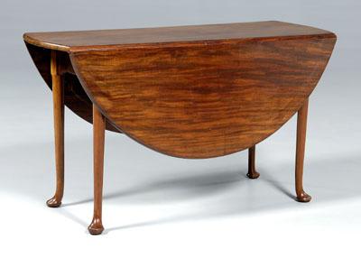 Appraisal: Queen Anne drop leaf dining table figured mahogany with birch