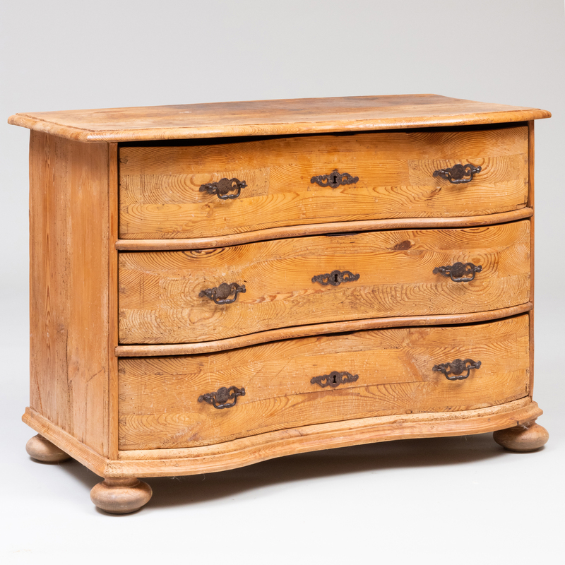 Appraisal: SWEDISH BAROQUE POPLAR SERPENTINE-FRONTED CHEST OF DRAWERS x ft x