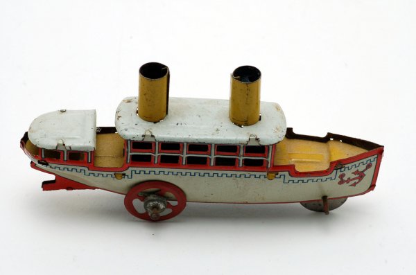 Appraisal: Tin litho penny toy in the shape of a steamship