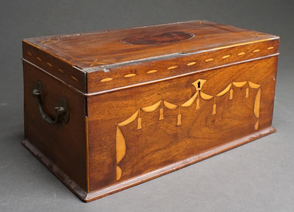 Appraisal: George III Style Inlaid Mahogany Hinged Document Chest top damaged