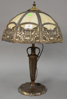 Appraisal: Panel shade table lamp ht in Panel shade table lamp