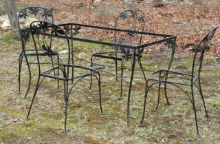 Appraisal: Vintage Wrought Iron Black Patio Set UNITED STATES MID TH