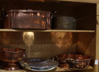 Appraisal: lot of Copper cookware group including a large lidded boiler