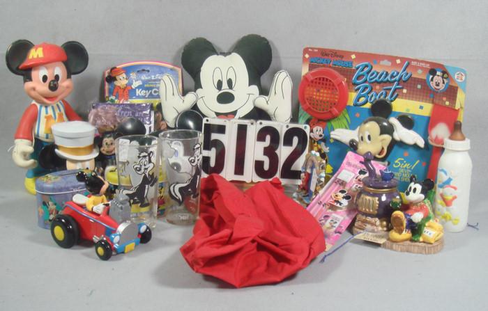 Appraisal: Disney Mickey mouse lot hamper bag figurines camera some donald