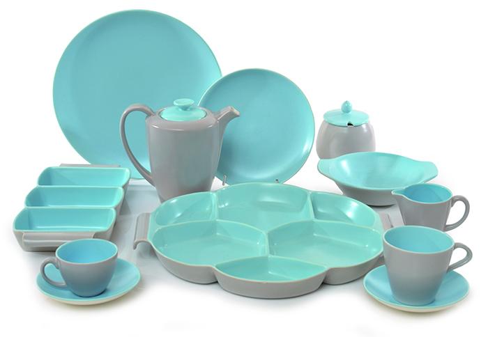 Appraisal: POOLE POTTERY TWINTONE PART DINNER SET