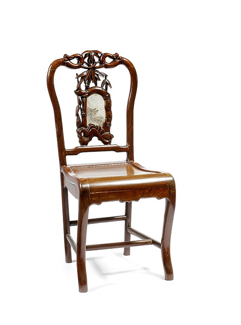 Appraisal: A Chinese hardwood side chair th th Centurywith carved back