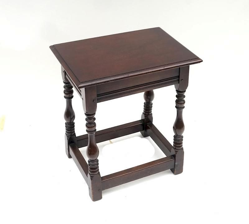 Appraisal: Jacobean Style Oak Joined Stool th century Jacobean style oak