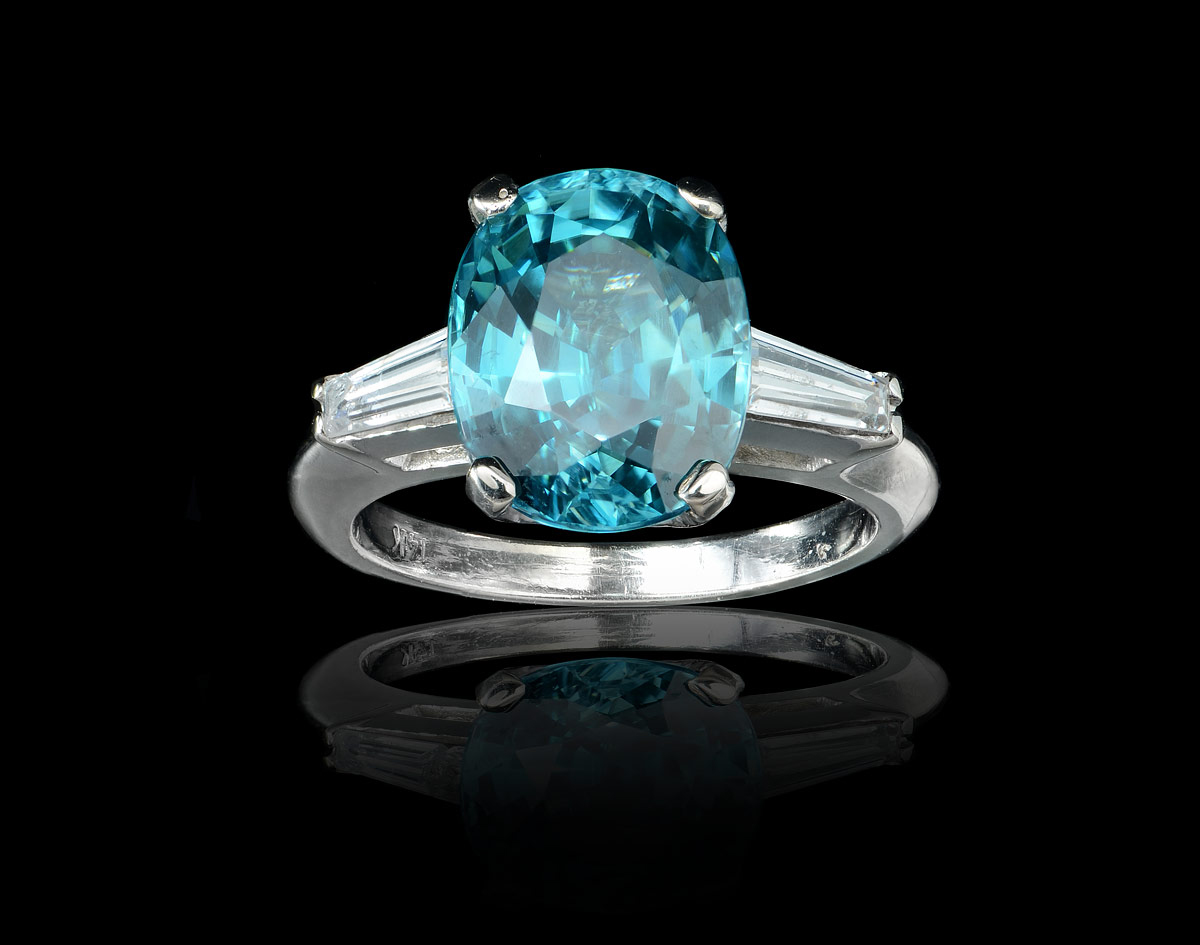 Appraisal: CT BLUE GREEN ZIRCON AND DIAMOND RING K white gold