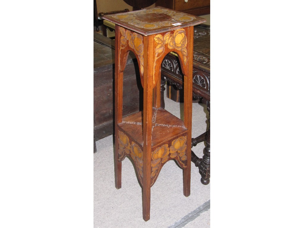 Appraisal: Pokerwork two-tier plant stand