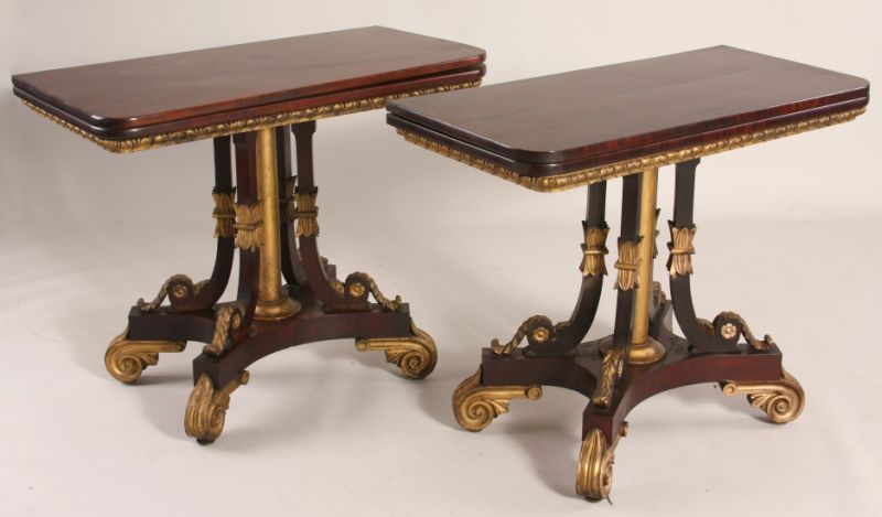 Appraisal: Pair of Classical Card Tables th c att Philadelphia PA