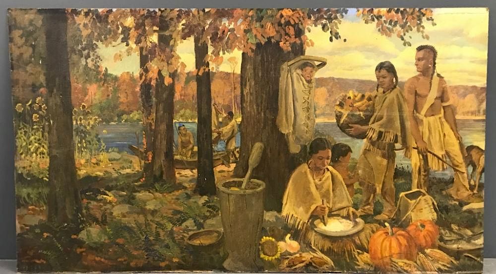 Appraisal: John R Peirce Oil on Masonite of Lenni Lenape John