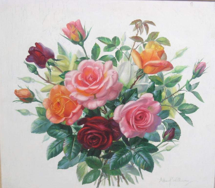 Appraisal: ALBERT WILLIAMS A Still Life of Roses signed oil on