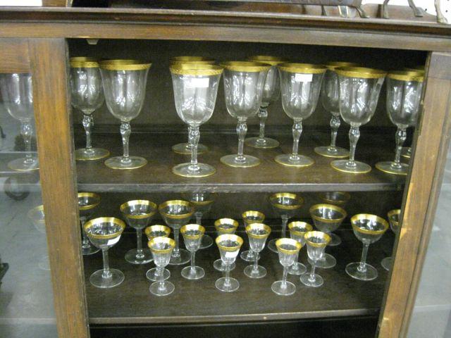 Appraisal: pcs of Gold Rim Crystal Stemware goblets wines cordials