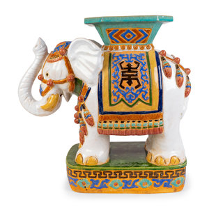 Appraisal: An Asian Glazed Ceramic Elephant-form Garden Stool Side Table TH