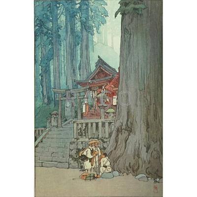 Appraisal: HIROSHI YOSHIDA Japanese - Woodcut print Misty Day in Nikko